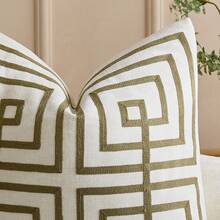 1pc Embroidered Throw Pillow Cover Outdoor Spring Summer Boho Decorative Pillow Cover With Zipper For Living Room, Sofa, And Bed - Geometric Pattern Design Pillow Covers - Beige - View 3