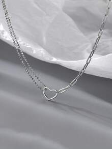 1 buah Kalung Berbentuk Hati Terbaru, Desain Unik, Mewah, Serbaguna, Kalung Choker Minimalis untuk Wanita - Antique Silver - View 1