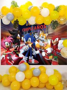 Sega 生日背景幕布、粉丝派对背景幕布，适合庆祝活动和摄影，这款主题背景幕布以充满活力的城市景观设计为特色，为您的庆祝活动带来高能量和活泼的风格。 - 背景 - 查看 8