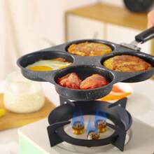 Frying Pan, 4-Piece Non-Stick Frying Pan Set, Multi-Function Breakfast Frying Pan, Cast Iron Egg Pan, Suitable For Eggs, Pancakes, Plett, Crepes, Applicable (Black B) - View 3