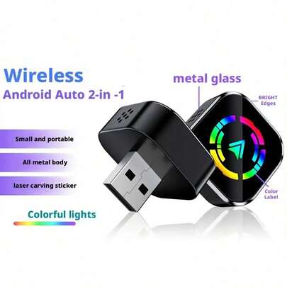 2026 无线 CarPlay 和 Android Auto 转换器 - USB/Type-C 即插即用转换器，有线转无线，适用于 iOS 10+ 和 Android 系统，低延迟高速稳定连接，5V USB 供电，简约时尚设计，通勤和智能手机用户可靠的车载连接配件