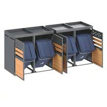 Storage Unit For 4 Bins With Green Roof, 120-240 Litres, Anthracite, Wood-Look Door, With Extension Option, Bin Storage Box, Bin Storage Unit (Bin Not Integrated) - View 11