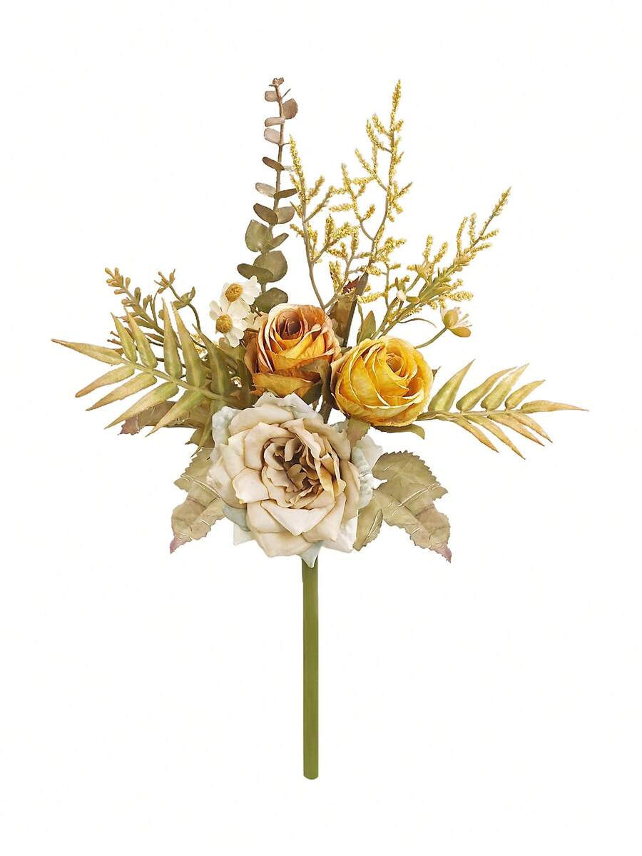 1件人造菊花球絲綢花束,仿真植物,適用於春季婚禮花瓶、居家餐廳臥室裝飾、母親節情人節節日生日派對用品、戶外花園裝飾 - 橘子色 - 查看 1