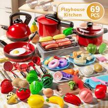 Mini Kitchen Toy Set, Realistic Cooking Toys, Creative Role Play Kitchen Utensils Toy Set With Realistic Food, Cookware Accessories, Pots, Bowls, Knives, Suitable For 3-10 Years Old Boys And Girls, Parent-Child Interaction, Holiday Gift - 彩色 - 查看 18