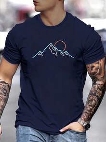 Camiseta de moda para hombre con cuello redondo, estampado en inglés, ideal para primavera y verano - Negro - Ver 7