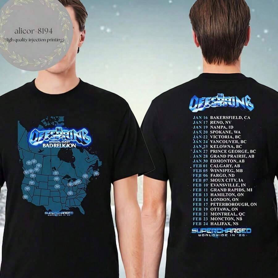 The Offspring Supercharged Worldwide 2026 Kicks Off In North America T Shirt_Hoodie - Negro - Ver 1