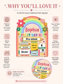 Personalized First Day Of School Sign, Customizable Text Photo Prop, Writable Back To School Photo Prop, First Day Of School Commemorative Board, Suit - Multicolor - View 5