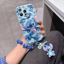 Disney Has Authorized, Phone Case - Chain Set, The Stitch Lilo & Stitch 3D Phone Case Plus A Silicone 3D Stitch Bracelet With Metallic Ring Removable Bracelet, Stitch And Angel Pattern, Compatible With Iphone17/16/15/14/13/12/11/XS/XR/X Plus Pro Max, A Stylish Cartoon Phone Case, The Perfect Gift Choice, Phone Protection, Durable Phone Cover, Great Gift For Friends And Family. - 白色 - 查看 6