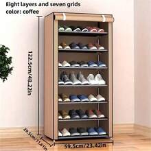 Black Dustproof Shoe Cabinet, Multi-Layer Simple Shoe Rack, Suitable For School Dormitories, Easy To Assemble, Freestanding Shoe Rack, Multiple Layers Available: 6 Layers, 8 Layers (10-Layer Shoe Rack Can Hold About 20-27 Pairs Of Shoes), Dustproof Shoe Rack, Space-Saving Household Storage Rack - Black - View 11
