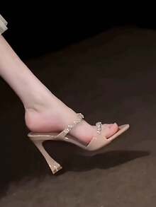 2026 New Pointed Toe High Heel Sandals, French Style Elegant High-End Comfortable Nude Color,Summer Shoes - Apricot - View 3