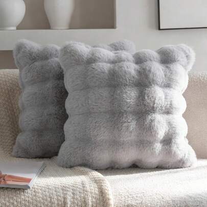 Vỏ gối lông thỏ giả màu xám 40*40cm (không bao gồm ruột gối), vỏ gối trang trí mềm mại sang trọng, thích hợp cho phòng khách, ghế sofa, phòng ngủ, vỏ gối dễ thương dành cho người yêu mèo.