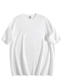 1PC Plus Size Men Clothes 100 Percent Cotton Summer Clothes Big And Tall Men Streetwear Plus Size, 100% Cotton Y2K Style Hip-Hop Street Style Digital Print Perfect Gift Choice - 白色 - 查看 1