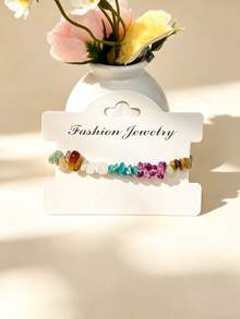 Bracelet à perles de cristal, bracelet extensible en pierre naturelle irrégulière, bracelet chaîne ajustable en cristal de guérison des chakras, bijoux de mode bohème colorés à perles pour femmes - Multicolore - Voir 10