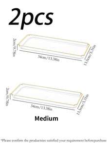 1pc Bathroom Tray, Elegant Transparent Gold-Rimmed Storage Tray, Organizer Plate For Towels, Perfume, Rinse Cup And Other Toiletries, Multi-Functional Makeup Organizer Tray, Suitable For Bathroom, Living Room Tabletop - Multicolor - View 11