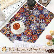 1pc Geometric Floral Tile Pattern Printed Coffee Bar Mat, Stove Mat, Drainage Mat, Silicone Drainage Mat For Coffee Machine, Rubber Drainage Mat, Super Absorbent And Wear-Resistant Dish Drying Mat, For Countertop, Restaurant, Kitchen, Patio Dining Table Decor, Household Kitchen Supplies, Countertop Decorative Mat - Multicolor - View 8