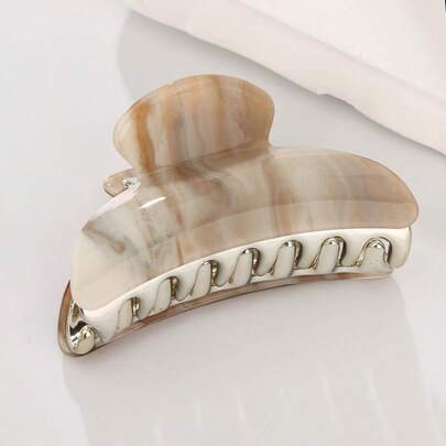 1 chiếc kẹp tóc kiểu Latte Marble, chất liệu acetate, kẹp tóc răng cá mập lớn dùng cho kiểu tóc búi cao.