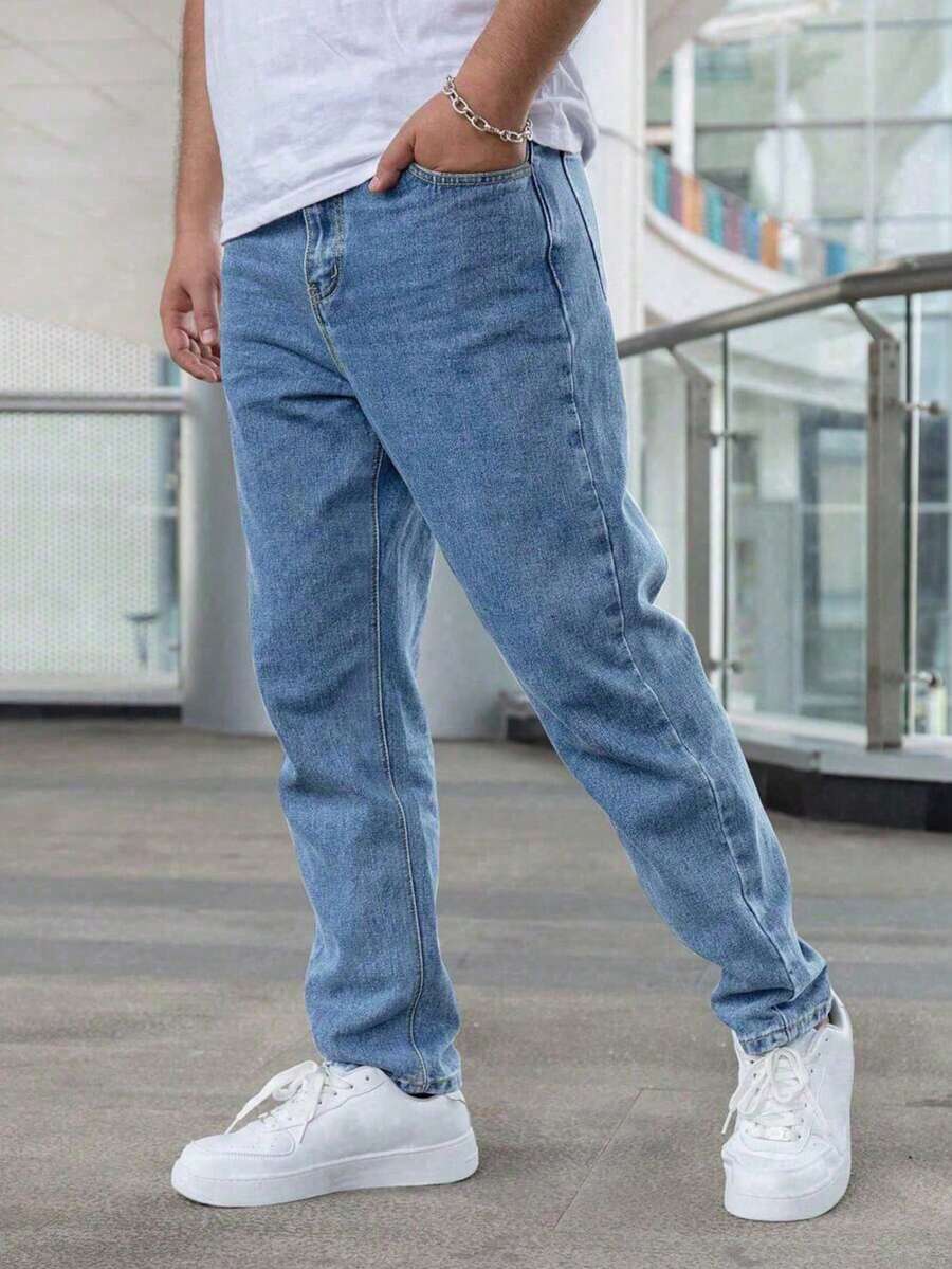 Jeans de mezclilla azul oscuro con estilo Ins personalizado para niños adolescentes - Azul - Ver 1