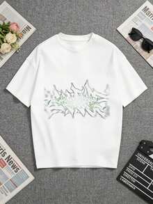 Camiseta blanca con un llamativo estampado de "Hola mamá". Perfecto para regalar a familiares y amigos. Una camiseta de manga corta adecuada para el hogar, el uso diario, fiestas y viajes-ideal como regalo para amigos o familiares. - Blanco - Ver 1