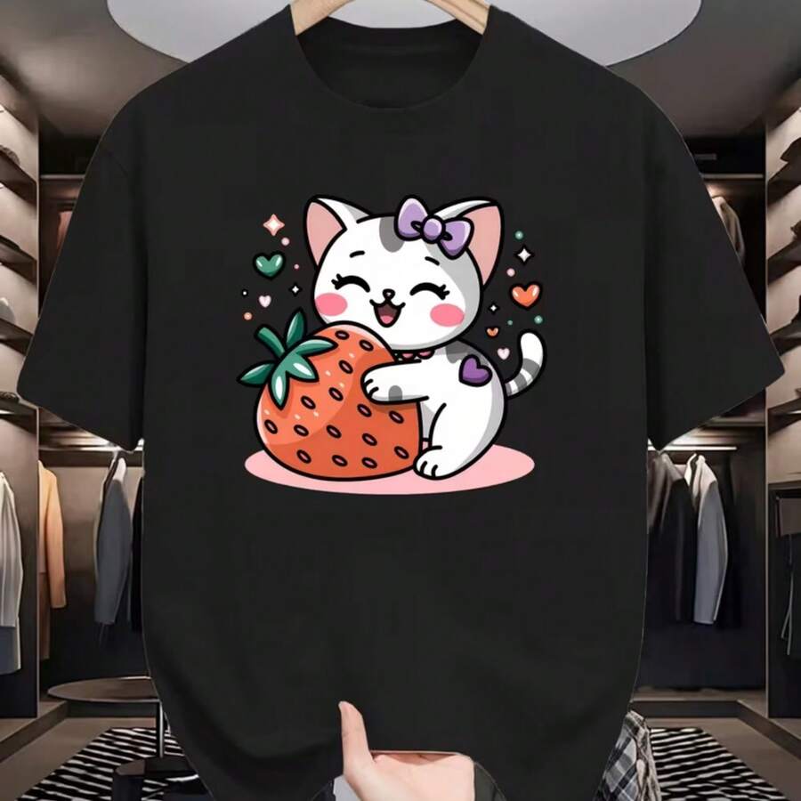 Printed T-Shirt For Men And Women - Black - View 1