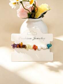 Bracelet à perles de cristal, bracelet extensible en pierre naturelle irrégulière, bracelet chaîne ajustable en cristal de guérison des chakras, bijoux de mode bohème colorés à perles pour femmes - Multicolore - Voir 3