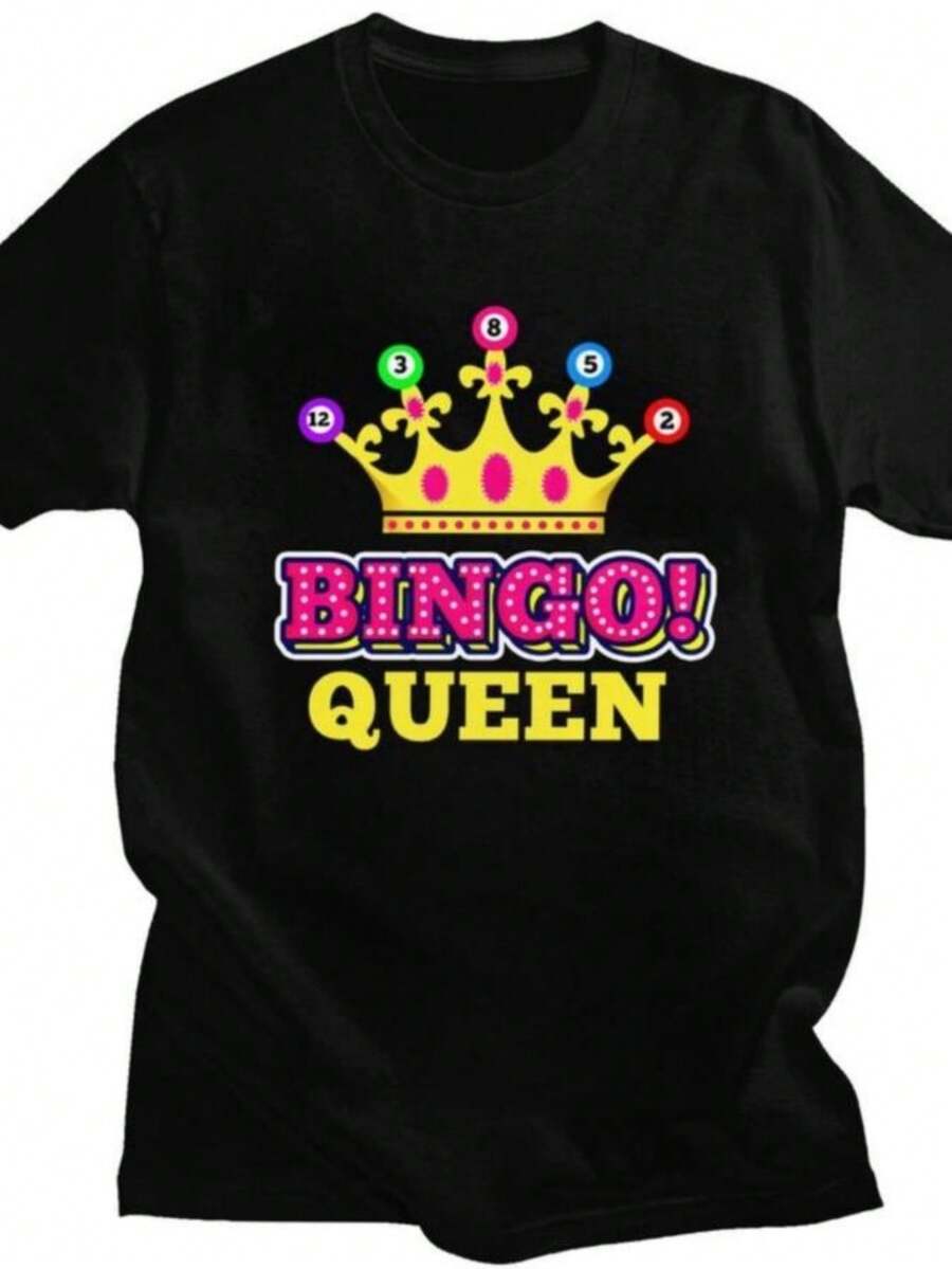 playeras de mujer 2026 Custom Bingo Queen T Shirt for Men Women Tshirt Tees T-shirts - Negro - Ver 1