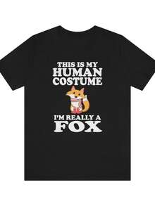 This Is My Human Costume I'm Really A Fox S1Hirt, Fox Lover S1Hirt, Fox S1Hirt, Funny Fox Gift, Animal Adult - 黑色 - 查看 1