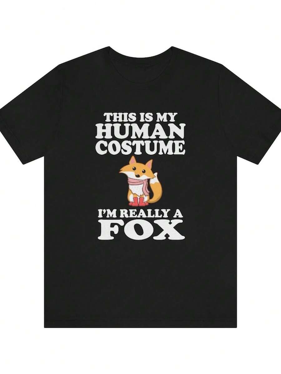 This Is My Human Costume I'm Really A Fox S1Hirt, Fox Lover S1Hirt, Fox S1Hirt, Funny Fox Gift, Animal Adult - 黑色 - 查看 1