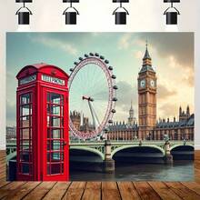 1pc London England Backdrop Banner - British Theme Party Decoration, Suitable For Indoor And Outdoor Use, Featuring Iconic London Landmarks And British Symbols, Easy To Hang For Live Streaming Background, Birthday, Wedding, Christmas, Holiday Celebration And Graduation Ceremony - Fabric Material - 4 - View 4