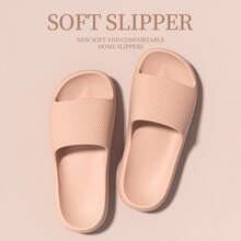2pcs Solid Color Casual Slippers, Flip Flops, House Slippers, Bathroom Slippers For Home, All Season, Summer EVA Material - Pink - View 6