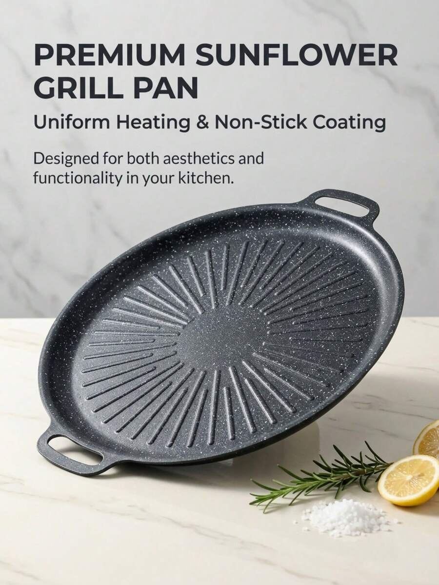 Padella per barbecue coreano in ghisa da 12 pollici, multifunzionale antiaderente, adatta per piano cottura a gas/induzione, barbecue da campeggio, cottura in giardino, frittura di bistecche