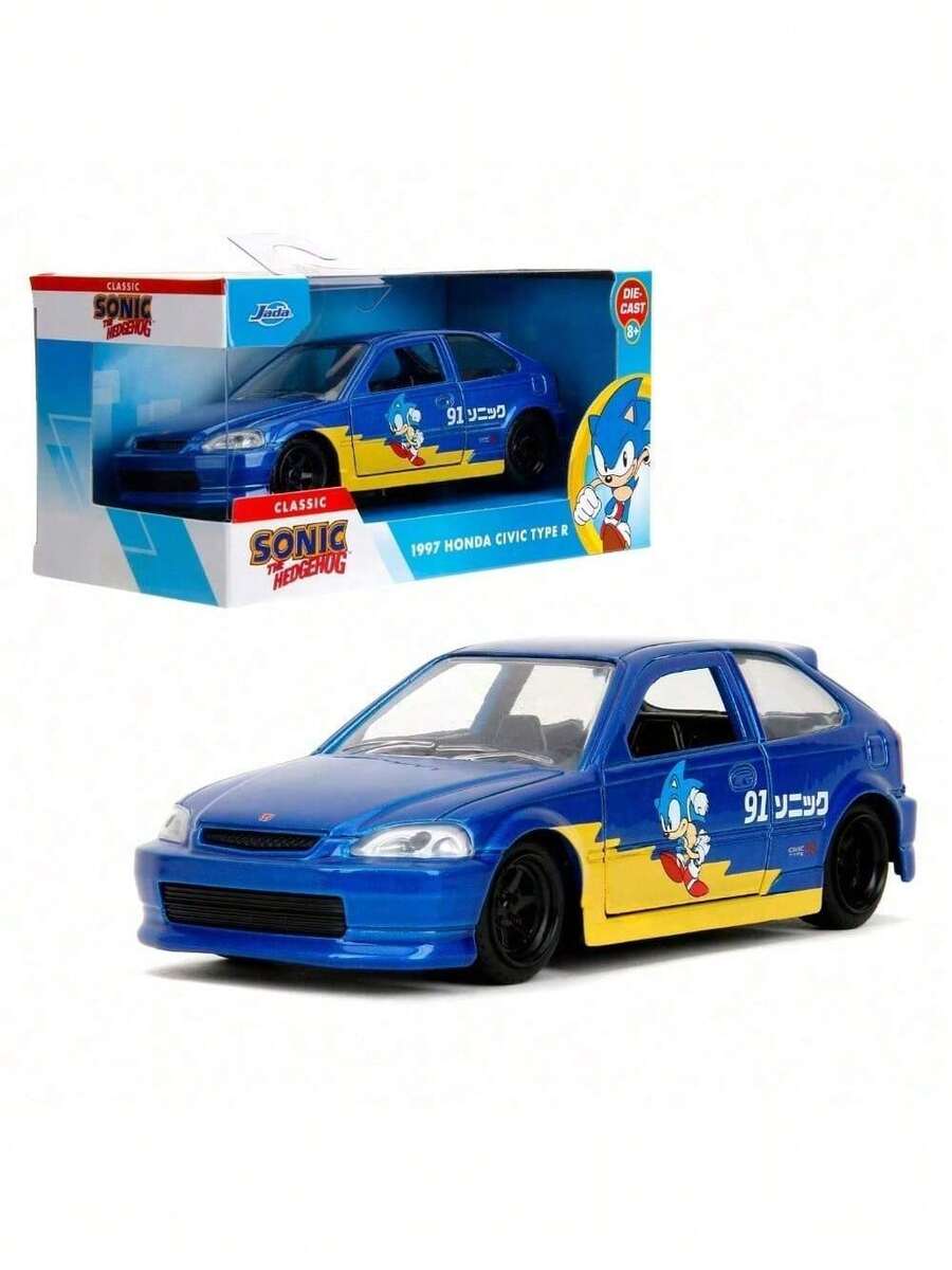 Simba Sonic Jada Toys 索尼克 X 本田思域 Type-R 合金车模 - 1:32 比例动漫收藏车 - 彩色 - 查看 1