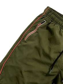 1pc Men's Summer Casual Sports Quick-Dry Shorts, Elastic Waist Drawstring Design Sports Shorts With Zipper Pockets - Olive Green - View 6