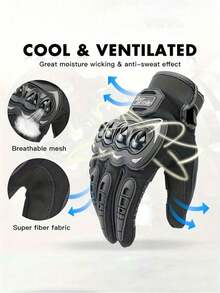 Un par de guantes de motocicleta con pantalla táctil, guantes de motocross y carreras todoterreno negros para motociclistas - Negro - Ver 4