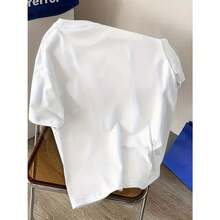 Camiseta de moda extragrande para mujeres de gran tamaño, cómoda, elegante, manga corta casual, cuello redondo, top para uso diario, 100% - Blanco - Ver 2