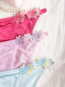 Bộ 3 quần bikini viền ren satin, đồ lót gợi cảm. - Nhiều màu - Xem 6