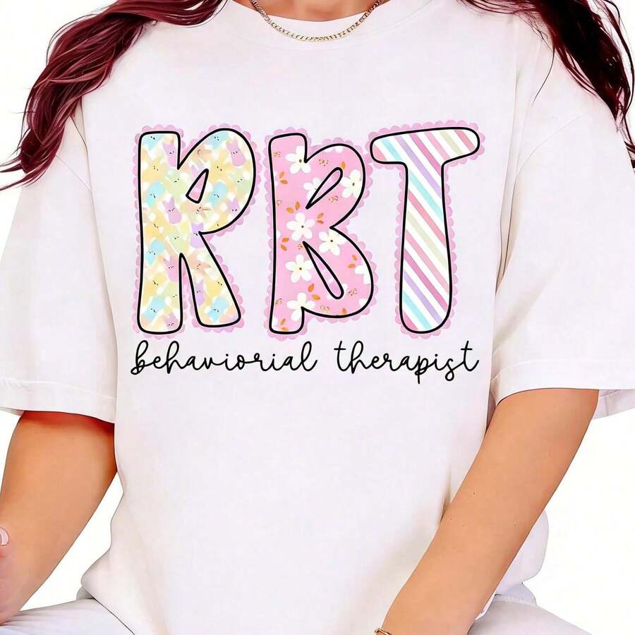 Cute Summer Top For WoMen Featuring A ID1eal For Behavioral Therapists This EleG1ANT Y2k StY1Le T Shirt Is A High Quality Casuuit Parties And T1rendy Professionals With Floral.100% Pure Cotton T-Shirt Fashion Breather Comfort Daily Wear Casual And Loose-Fitting Version Same For Both Men And Women - trắng - Xem 1