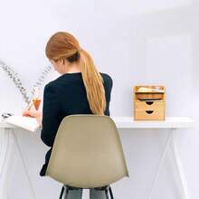 2 Drawers Desktop Organiser Mini Shelf Storage Box Drawer Storage For Home Workspace Office Supplies 19.4L X13W X21H - Brown - View 2