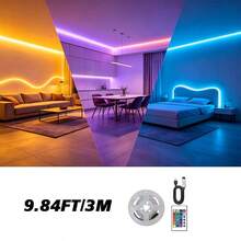 1条USB供电的RGB LED灯带，带24键遥控器，可调光。适用于客厅、卧室、游戏室装饰和节日装饰。 - 24-key RGB light strip - 查看 10