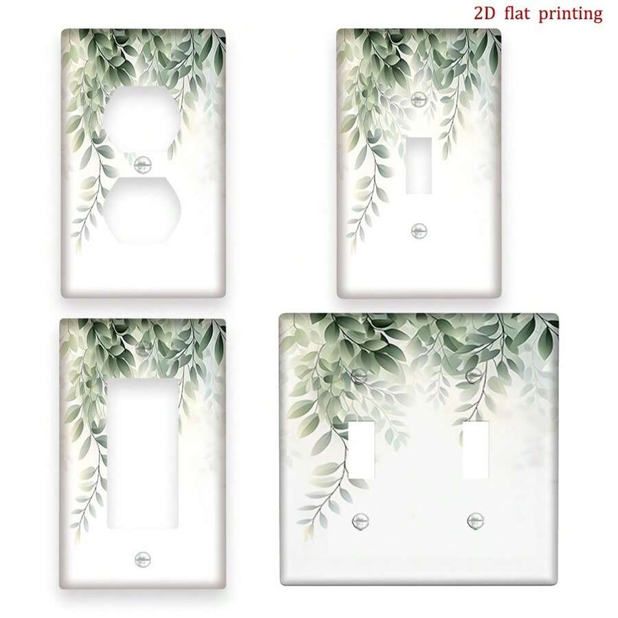 1 pièce Plaque de recouvrement décorative pour interrupteur, s'adapte aux prises et interrupteurs inutilisés - motif élégant de branche de feuilles, s'adapte aux bases à simple gang, décoration murale pour salle de bain, cuisine, chambre, bureau, design plat 2D - Multicolore - Voir 1
