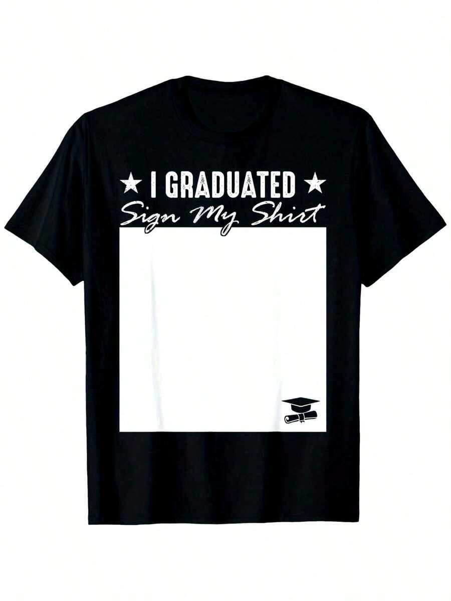 100% Cotton Funny T-Shirt With The Phrase "I Graduated", Casual T-Shirt For Men And Women, Gift For Men, Women, Family And Friends - 黑色 - 查看 1