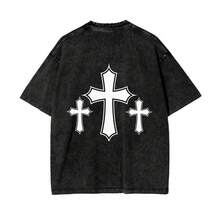 1 pieza Camiseta de manga corta de cuello redondo oversize unisex desgastada y lavada, 100% algodón pesado de 220g, diseñada por artistas Y2K estilo americano vintage, estampado gráfico de nombres de ciudades, ideal para uso diario, conciertos y festivales - Negro - Ver 6