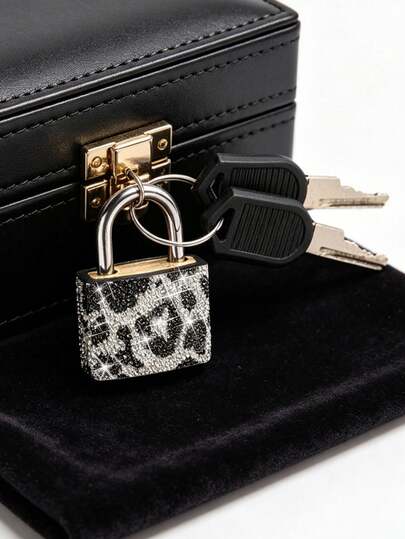 Mini Sparkling Leopard Print Crystal Keyed Padlock - Metal Mini Lock With 2 Keys, No Assembly Required,Luggage Locks With Keys, Locker Lock Small Luggage Padlocks, Suitcase Locks Metal Keyed Padlock For Luggage, Gym Lockers, Suitcases & Storage Cabinets,School Gym Classroom Matching Game Travel Backpack,Mother's Day Gift