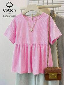 Camisa de mujer tejida a rayas verdes - Rosa - Ver 11
