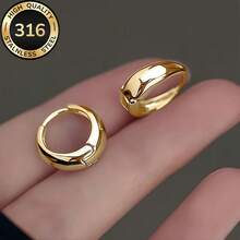High-Quality Stainless Steel Golden Hoop Earrings, Fade-Resistant, Simple And Elegant, Suitable Daily Wear Or Party Fashion Women's Earrings, Jewelry Accessories, An Exquisite Women. - Gold - View 12