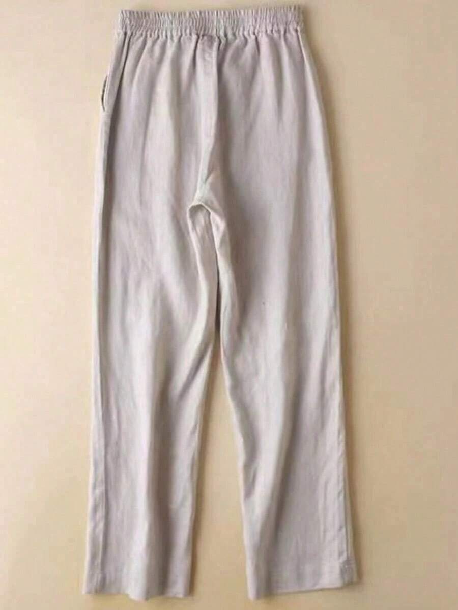 Comfortable Women's Casual Straight Leg Pants, With Pleated Waist Design And Decorative Drawstring, Regular Length Spring MNG0 - Brown - View 1