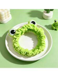 1 pieza Diadema con estampado de rana de dibujos animados, adecuada para decoración del hogar y el baño, decoración de otoño y accesorio para el cabello de vuelta a la escuela - verde - Ver 5