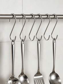 20Pcs Extra Large S-Shaped Hooks, Heavy Duty Stainless Steel Hooks, Multi-Purpose Hanging Hooks For Clothing Kitchen Utensils Tableware Plants Towels Garden Tools - Silver - View 5