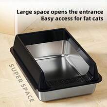 Stainless Steel Litter Box, Metal Litter Boxs With Lid High Sides, XL Extra Large Litter Box For Big Cats, Never Absorbs Odors, Leak-Proof, Stain-Free, Rust-Free, Easy To Clean,Cat Stuff, Cat Accesorries, Pet Supplies - XL - View 7