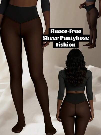 Women's Velvet-Free Sheer Pantyhose, High Waist Slimming Shaping Tights, Natural Nude Feel Anti-Snag, Suitable For Spring & Autumn