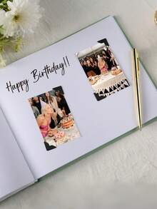 1pc Personalized Horizontal Guest Book, Customized Birthday Party Sign-In Book, Personalized Birthday Guest Book, Personalized Wedding Guest Book, Customized Wedding Commemorative Photo Album, Suitable For Weddings, Engagements, Anniversaries, Parties And Other Occasions, Ideal Gift For Newlyweds, Couples, Family And Friends - Multicolor - View 7